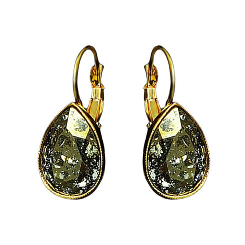 Auskarai „Kristalo Lašas (Auksinė Patina)“ su Swarovski™ kristalais